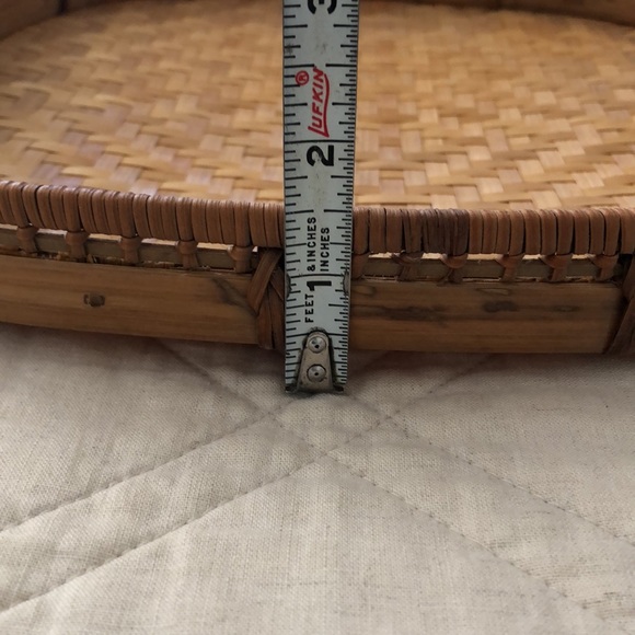 Boho Rattan Natural Wicker Wood tray Wall Hanging - Picture 11 of 12
